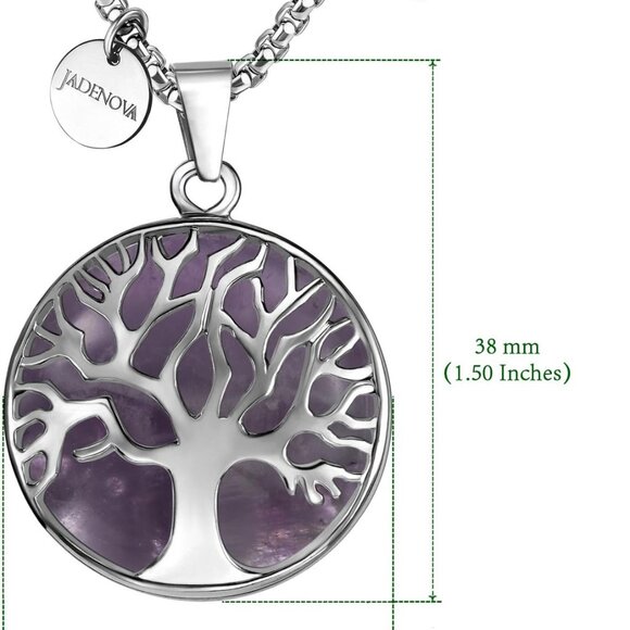 Family Tree Necklace Tree of Life Gemstone Crystal Pendant Necklace 24 Inches St - Picture 4 of 7